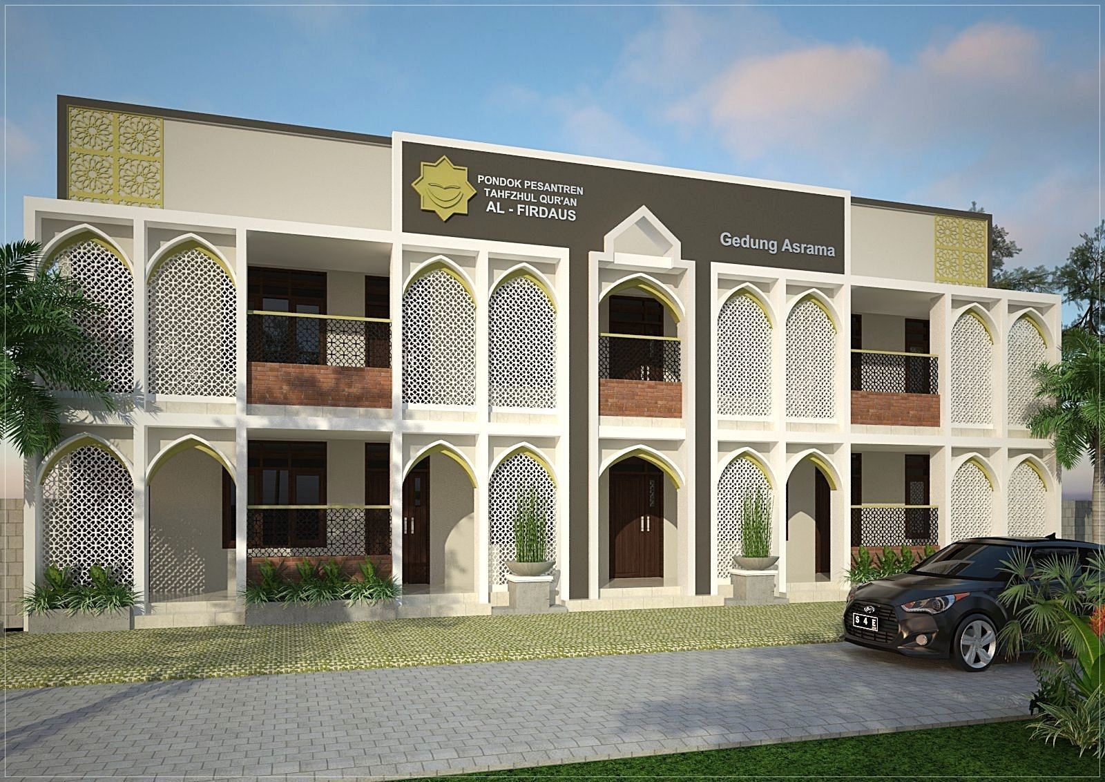 dormitory building Low-poly 3D model_2