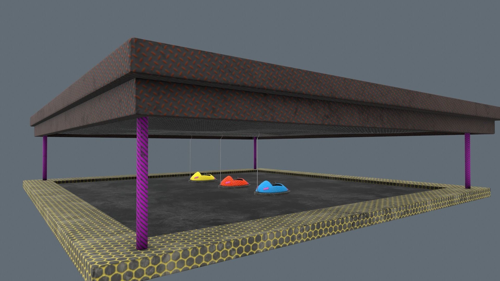 bumper cars Low-poly 3D model_25