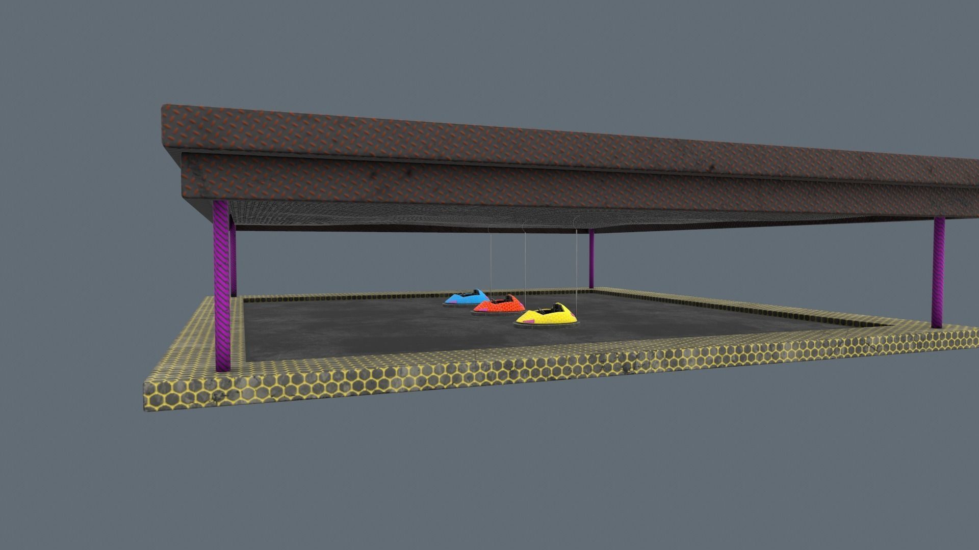 bumper cars Low-poly 3D model_14
