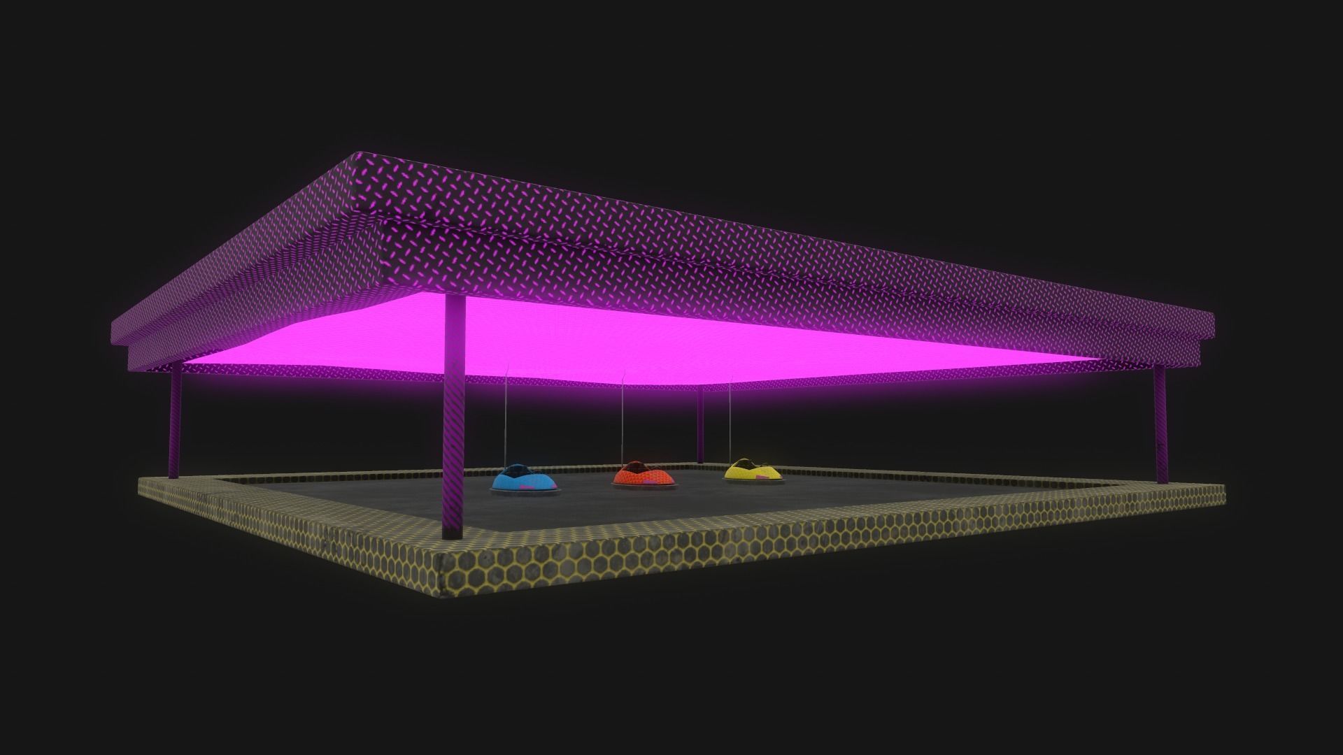 bumper cars Low-poly 3D model_2