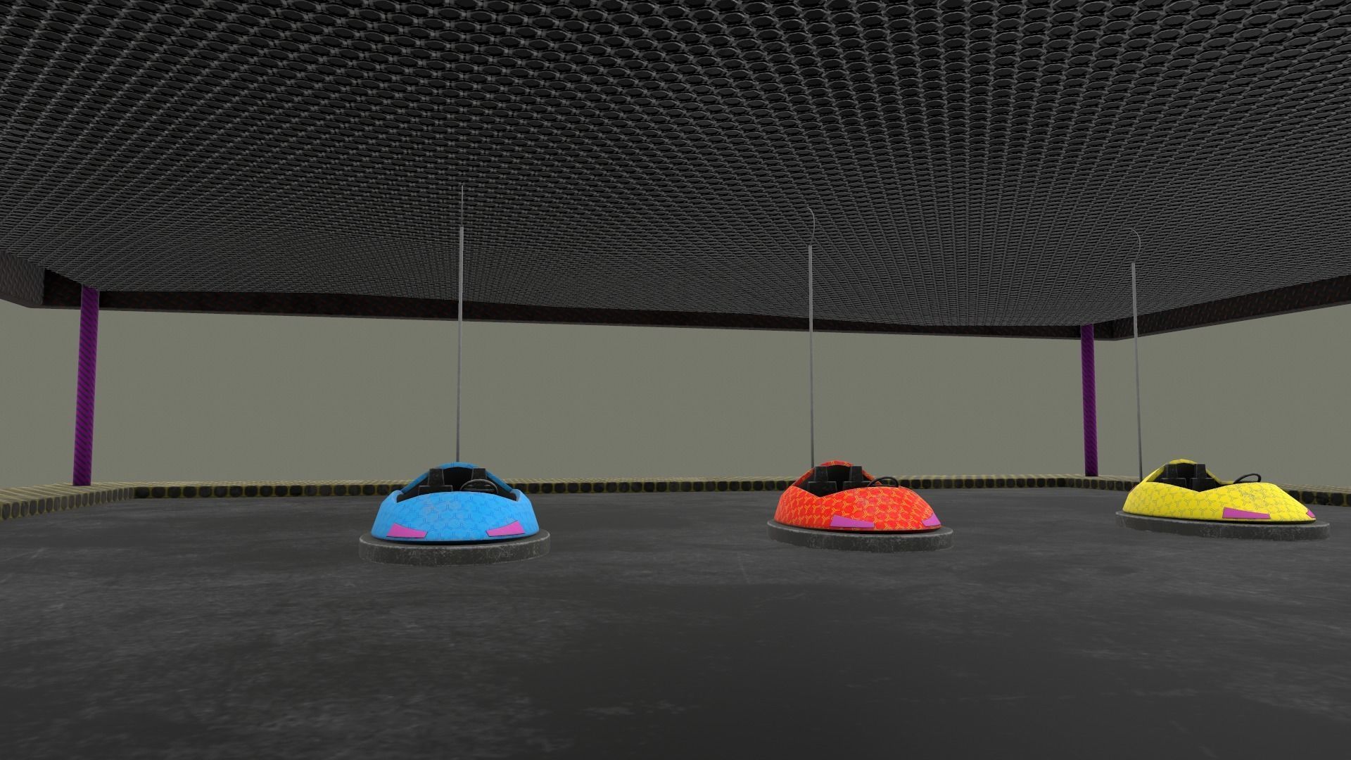 bumper cars Low-poly 3D model_8