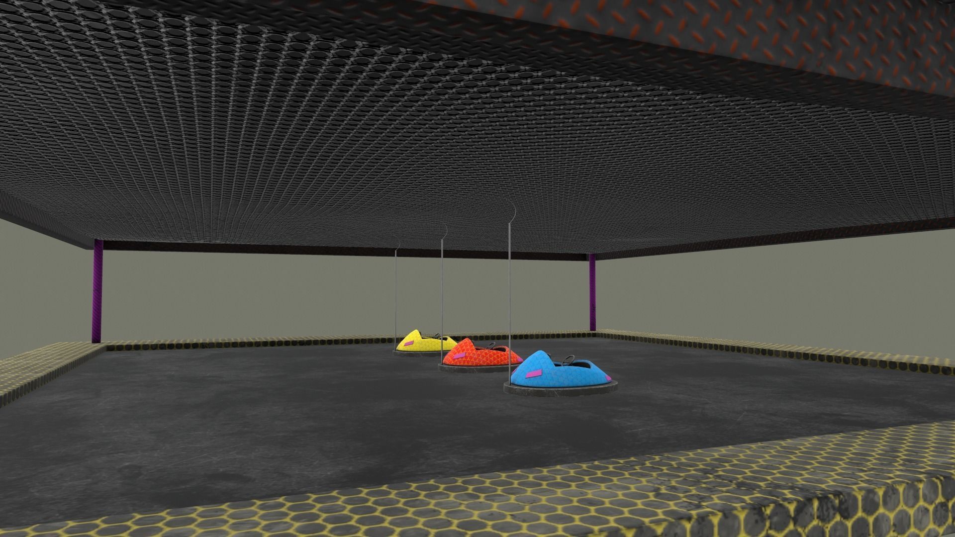 bumper cars Low-poly 3D model_7