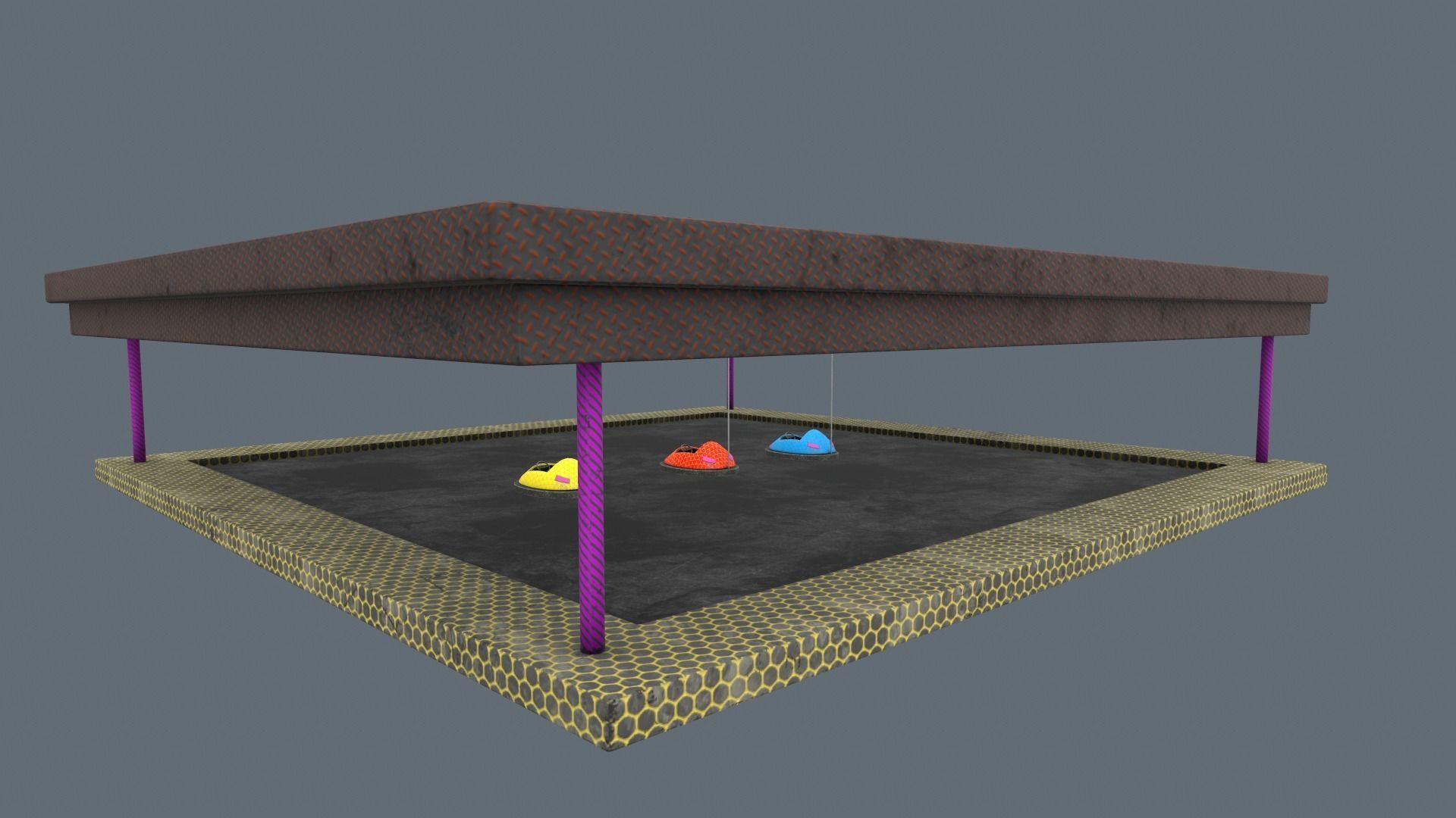 bumper cars Low-poly 3D model_15