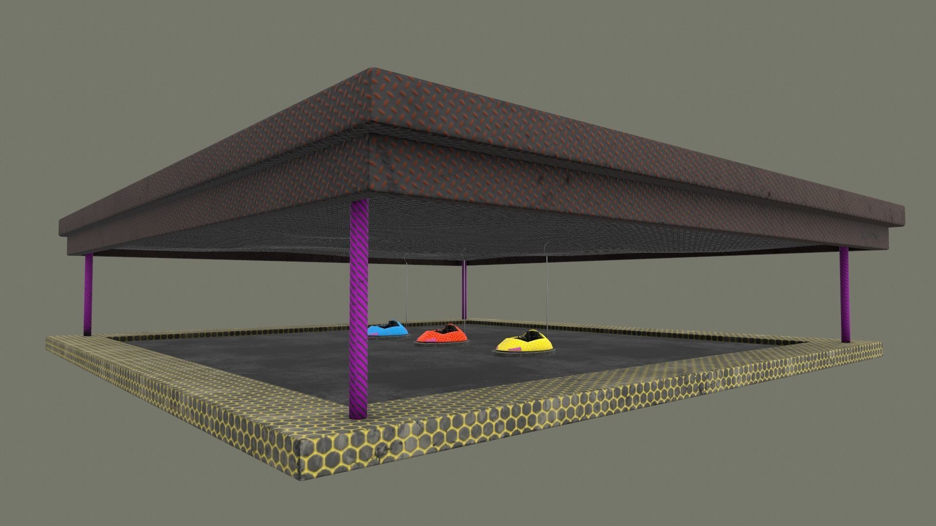 bumper cars Low-poly 3D model_4