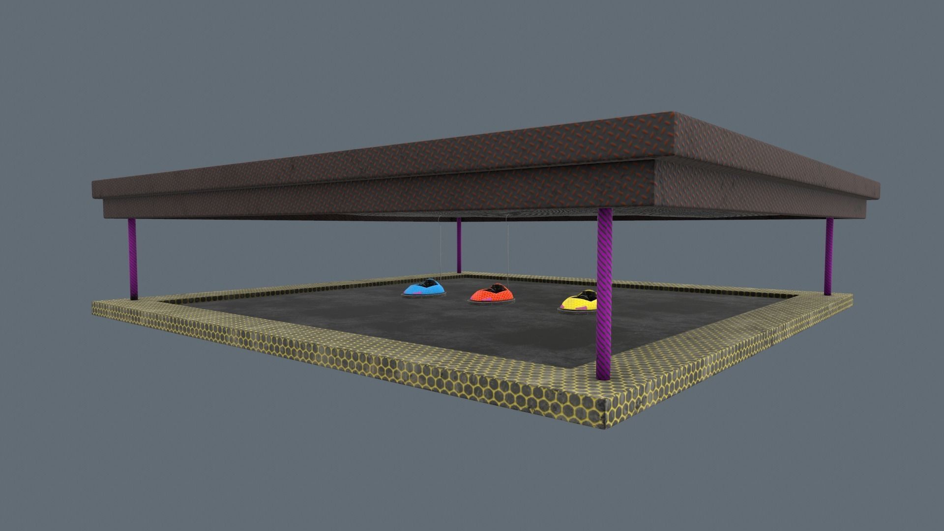 bumper cars Low-poly 3D model_13