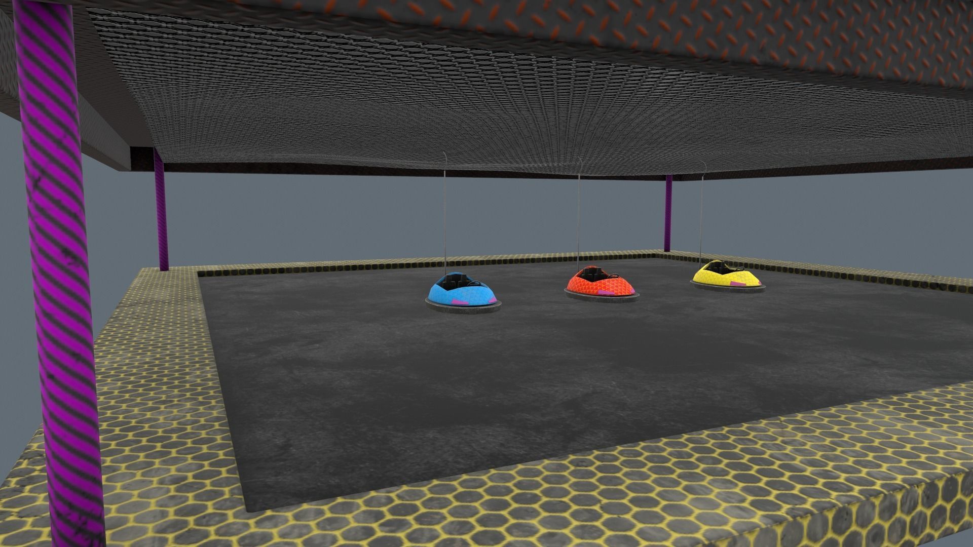 bumper cars Low-poly 3D model_34