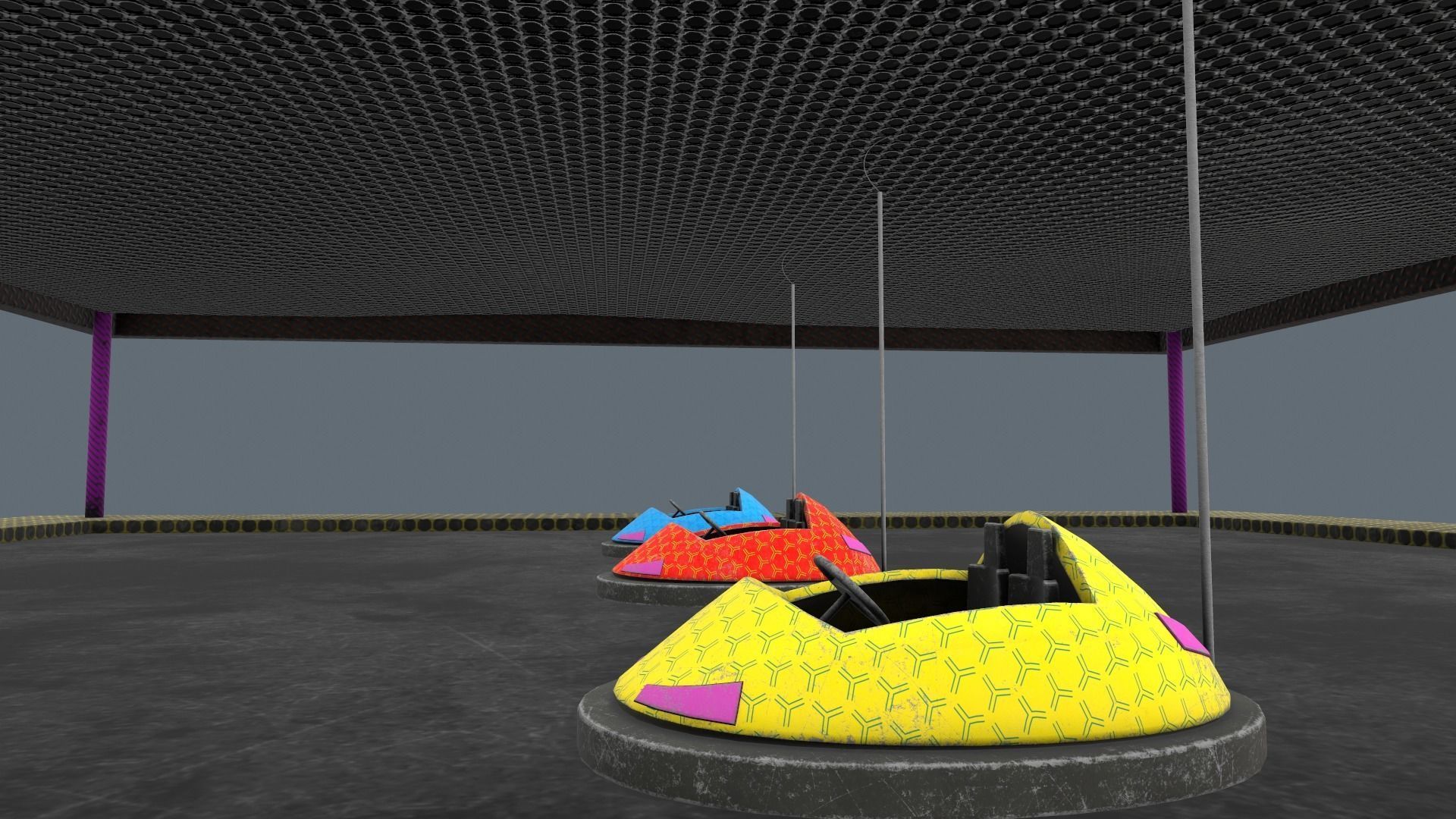 bumper cars Low-poly 3D model_11