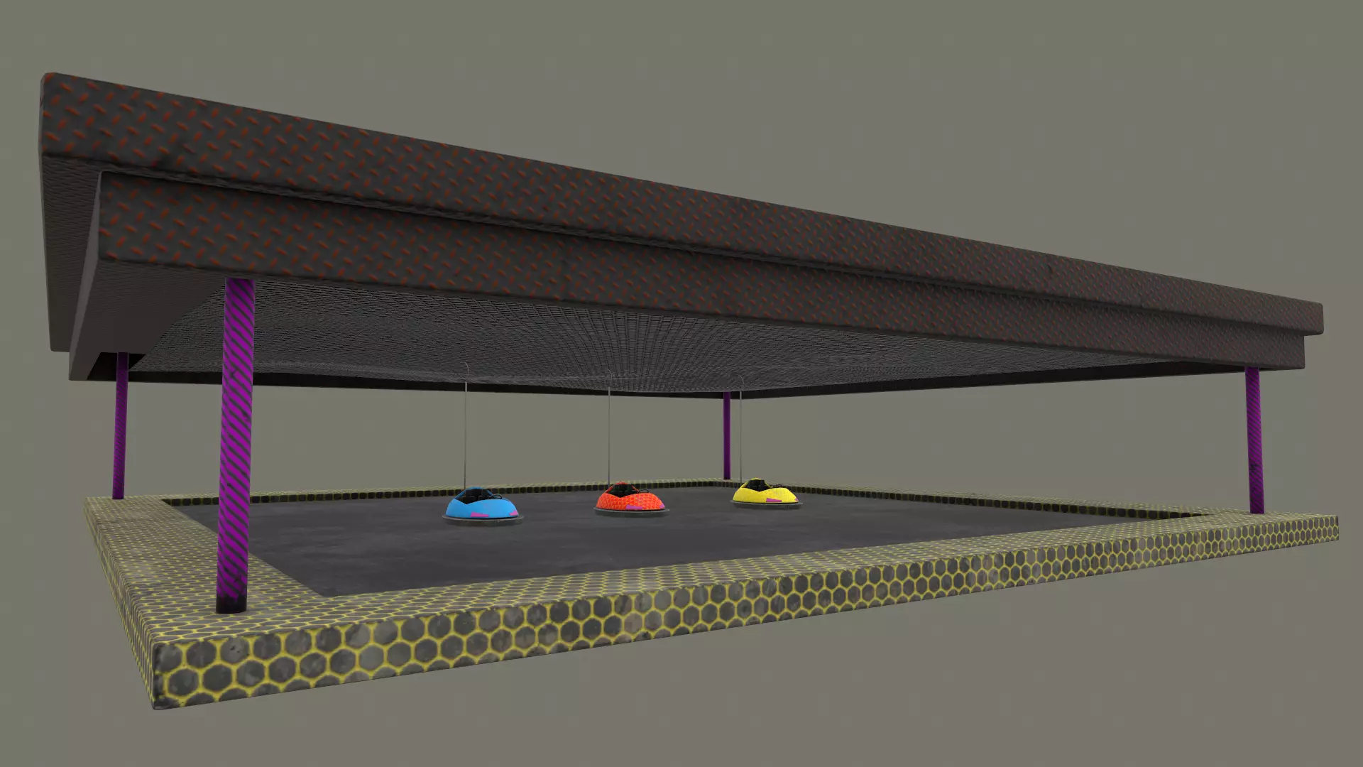 bumper cars Low-poly 3D model_0