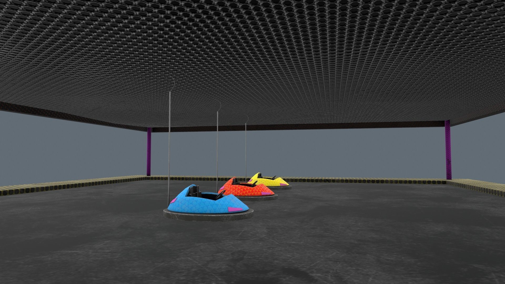 bumper cars Low-poly 3D model_9