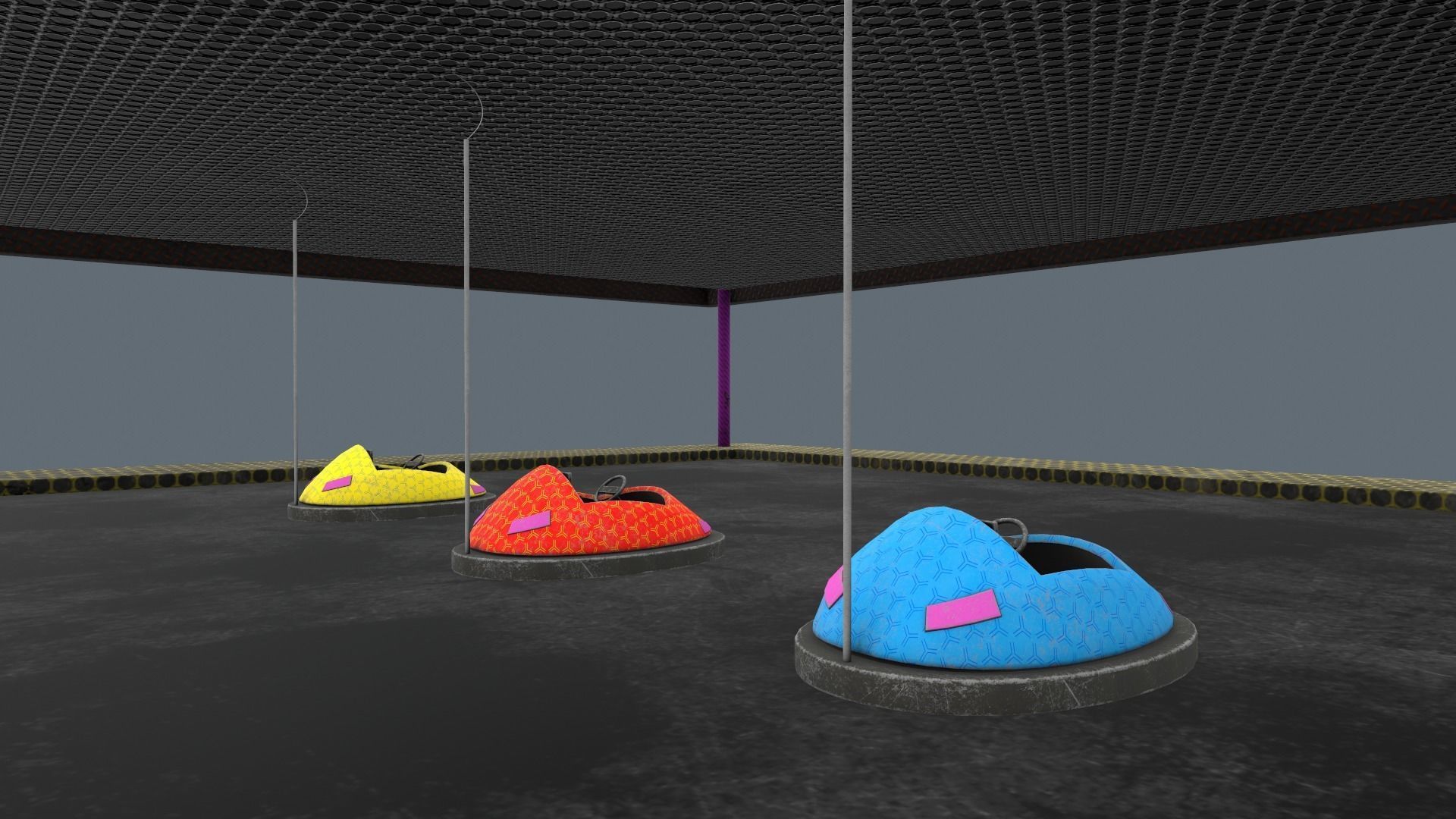 bumper cars Low-poly 3D model_21