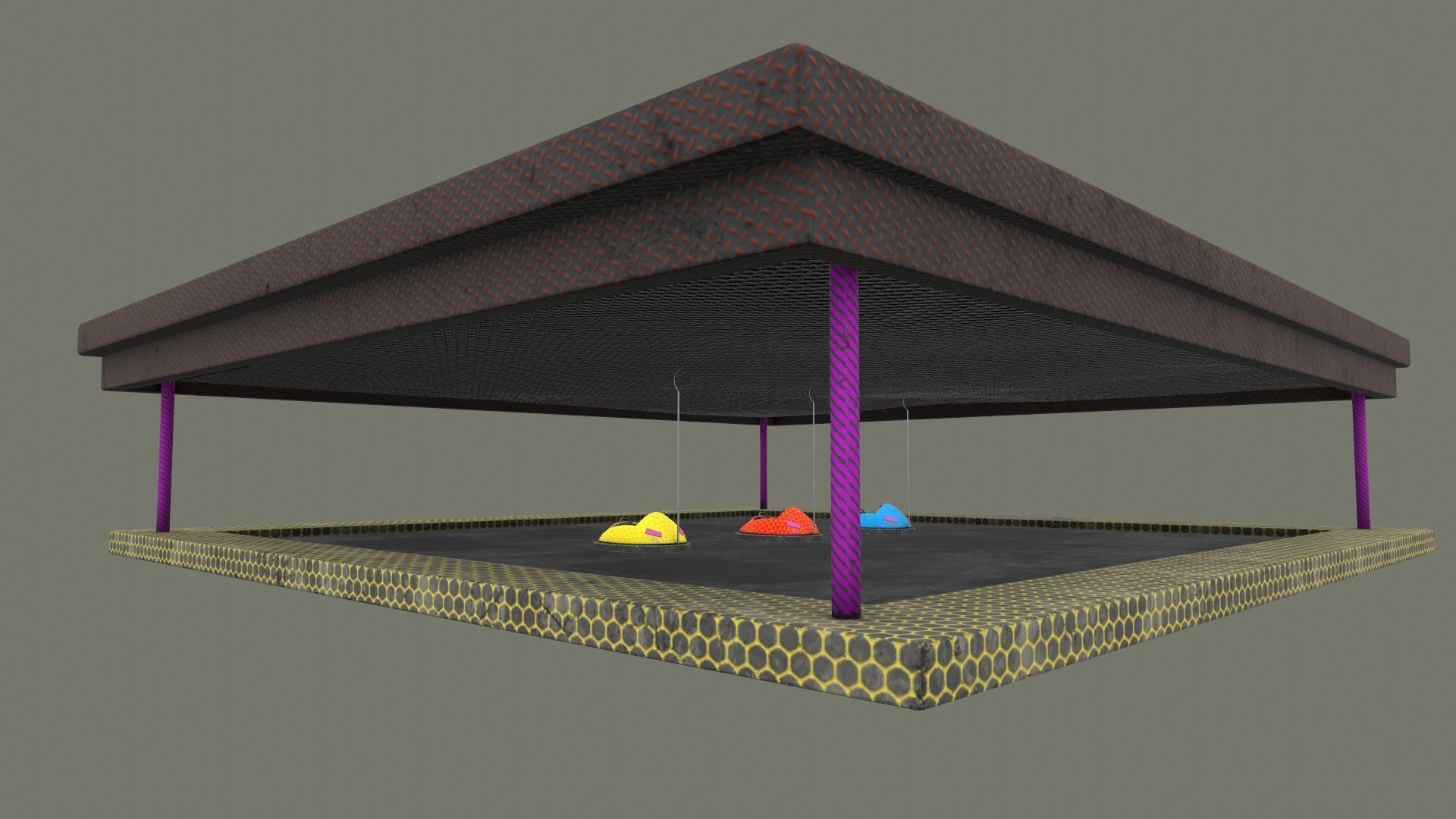 bumper cars Low-poly 3D model_6