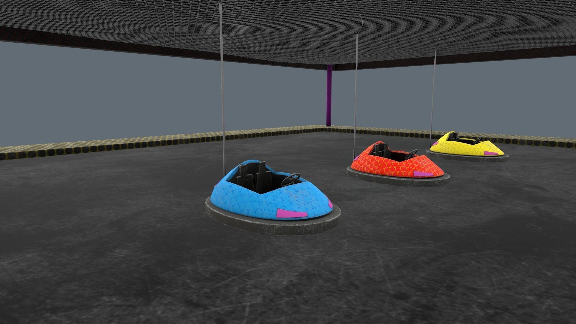 bumper cars Low-poly 3D model_33