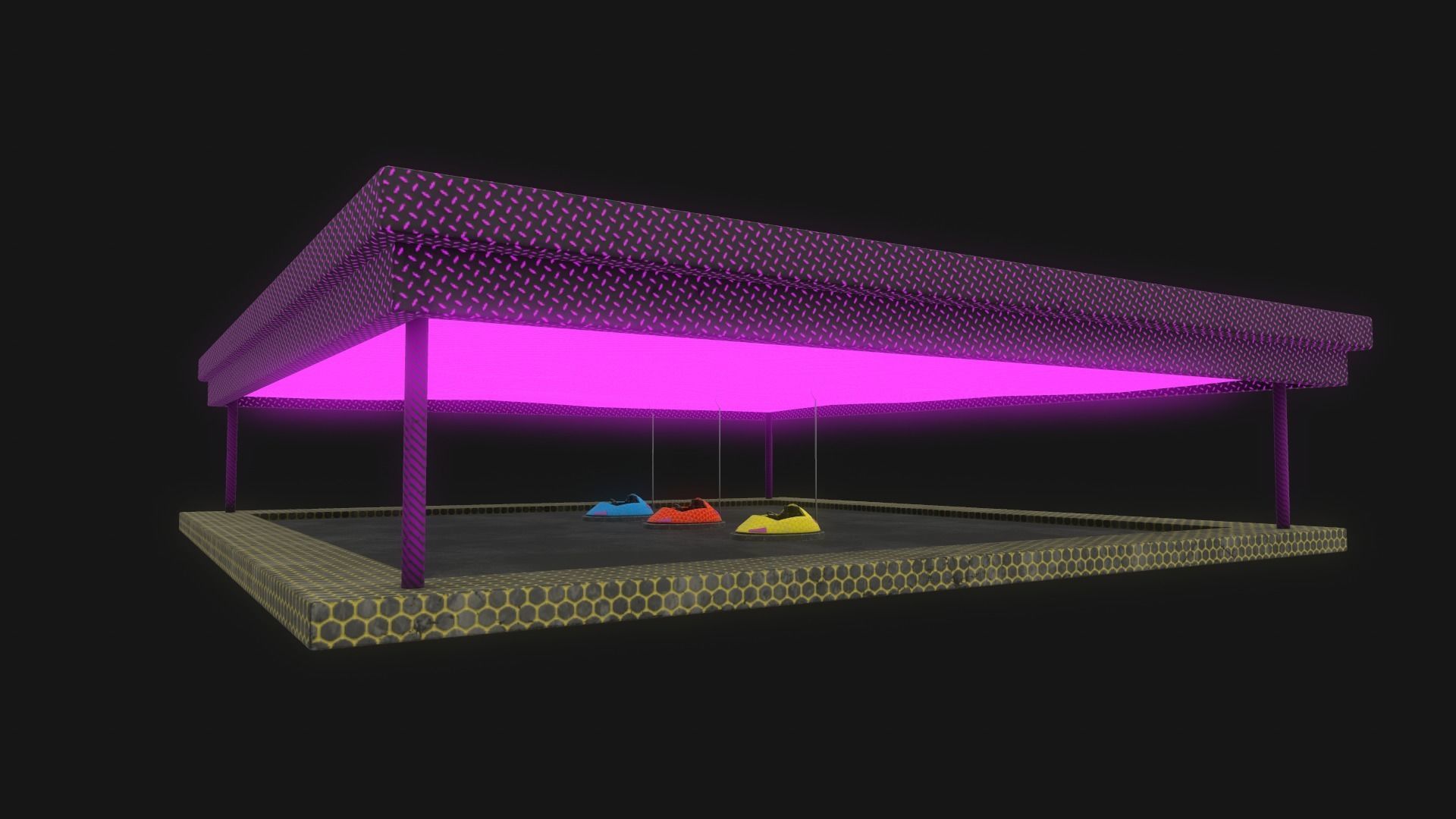 bumper cars Low-poly 3D model_5