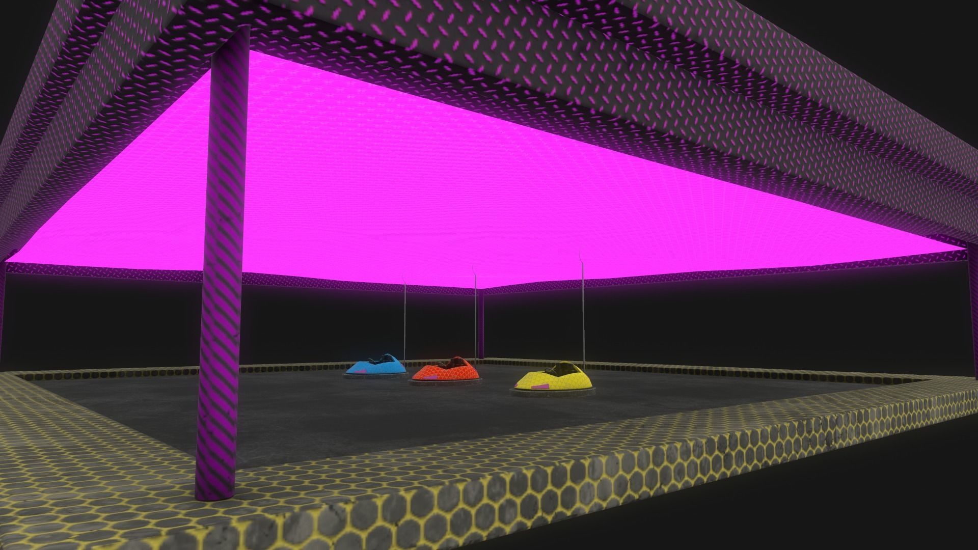 bumper cars Low-poly 3D model_3