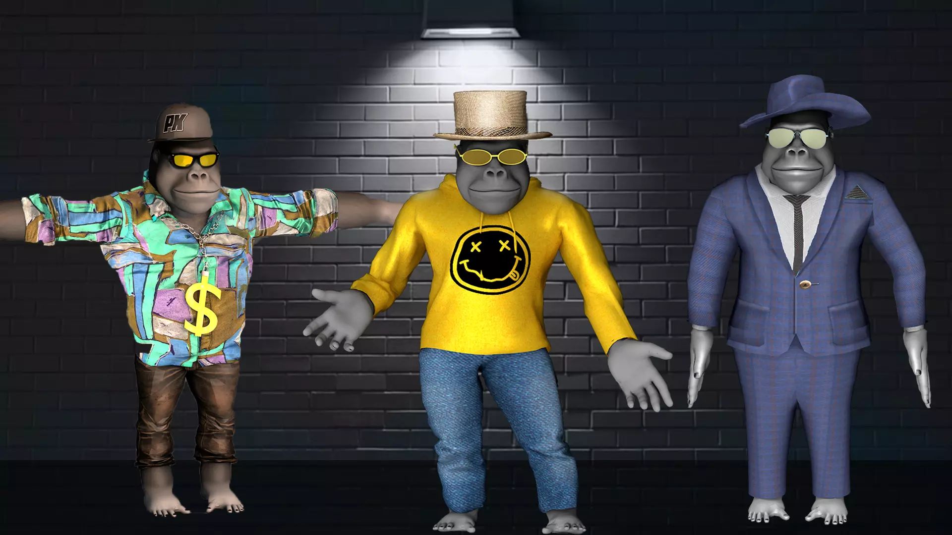 Trendy Stylish Male Gorilla in 2022 Low-poly 3D model