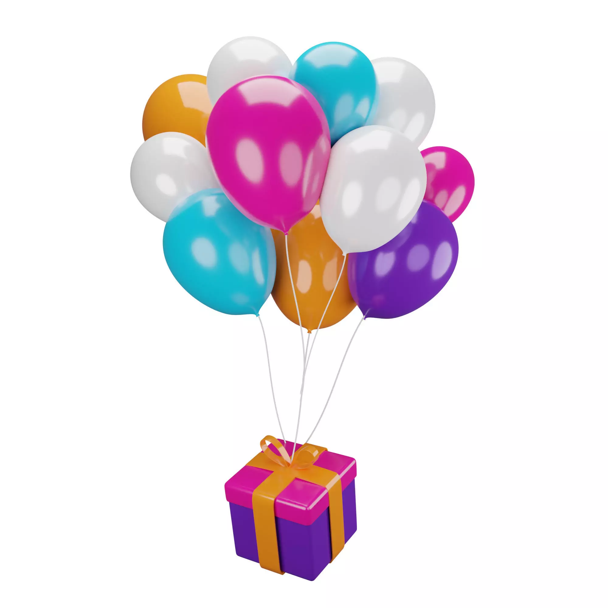 Balloon with gift box Low-poly 3D model_0