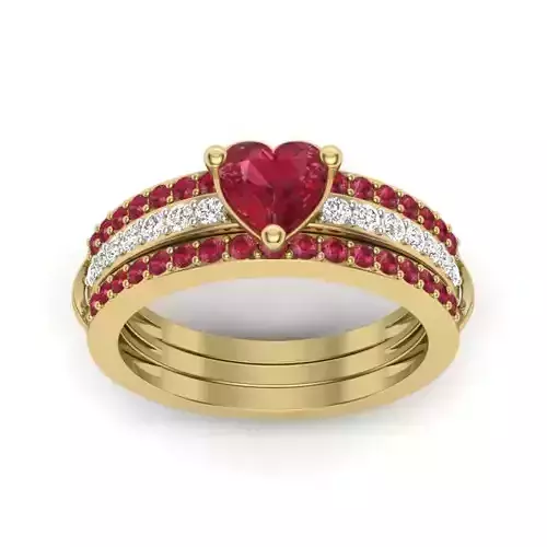 Solitaire Engagement Heart Ring 3dmodel