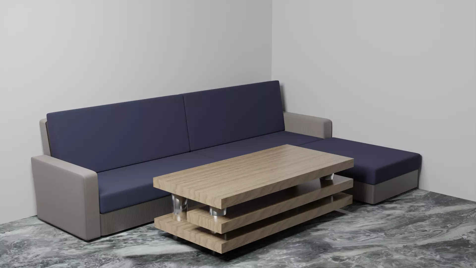 Sofa set and a teapoy 3D model_0