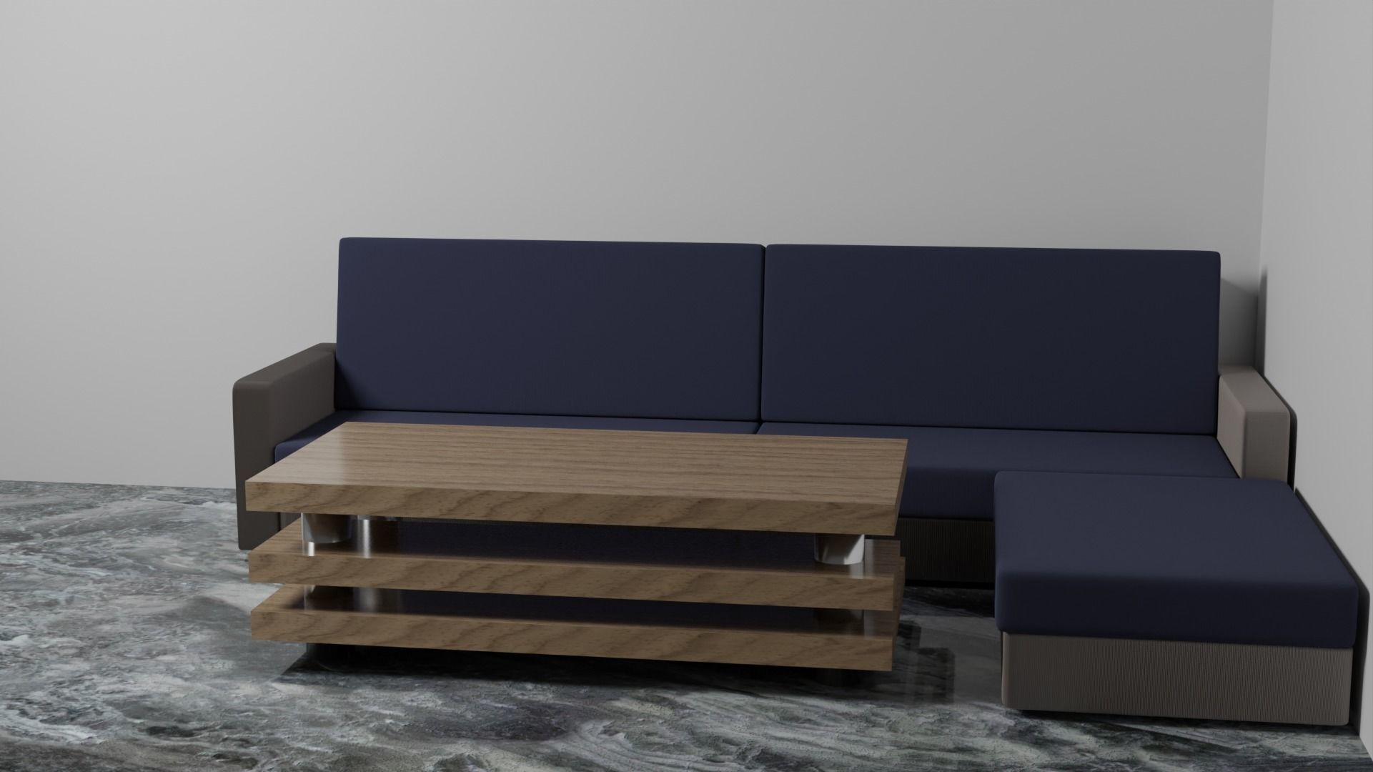 Sofa set and a teapoy 3D model_1