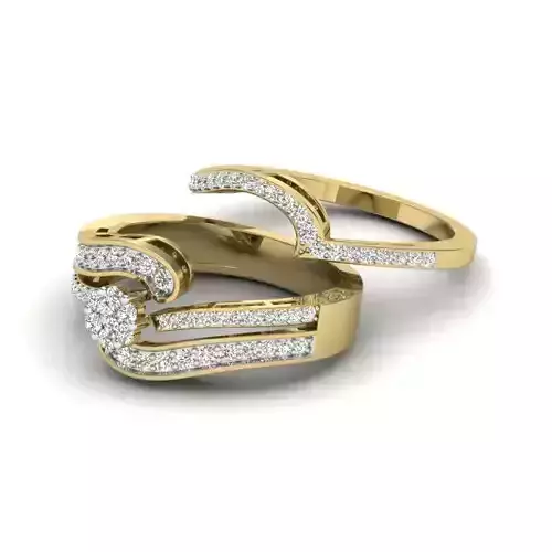 Solitaire Engagement Wedding Double Ring 3D Model