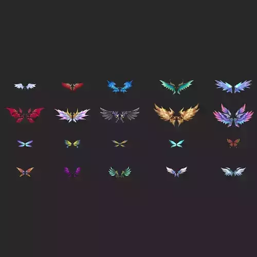 20 Fantasy Wing Collectin Low-poly 3D model