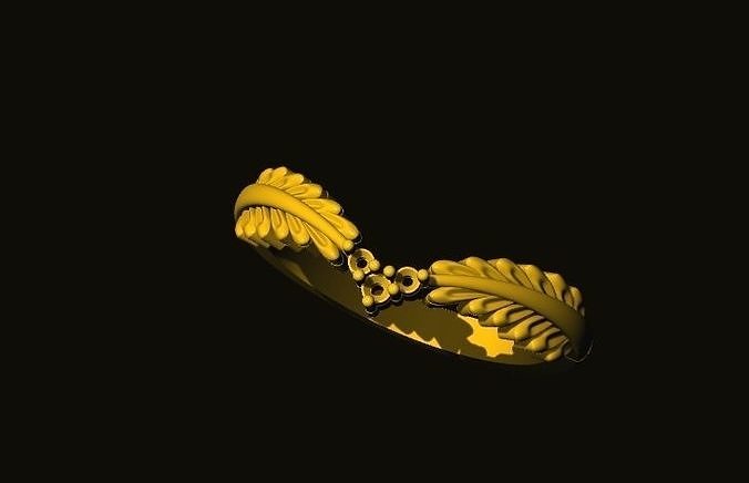 rings gold leaf ring 3D print model