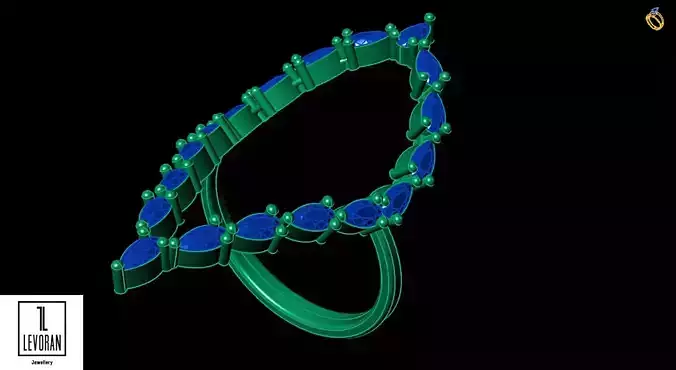 Branched marquise  ring - 3d dtl dxf fbx obj