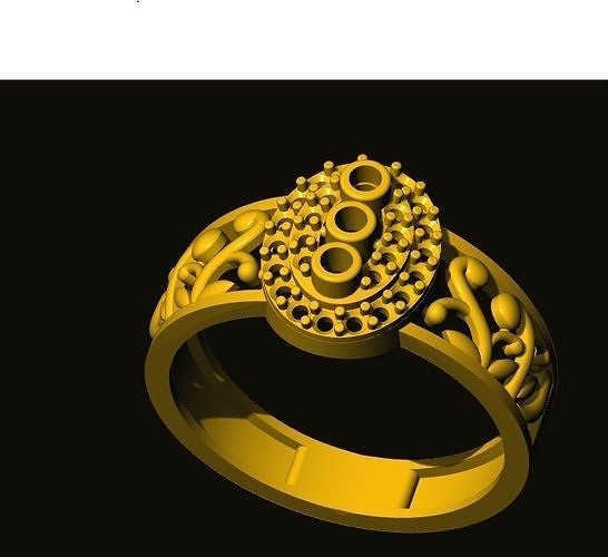 rings gold ring with ornate design 3D print model