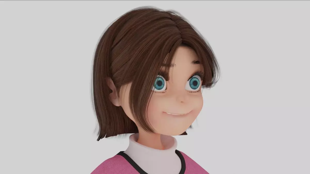 Sweet little girl Character 3D model_0