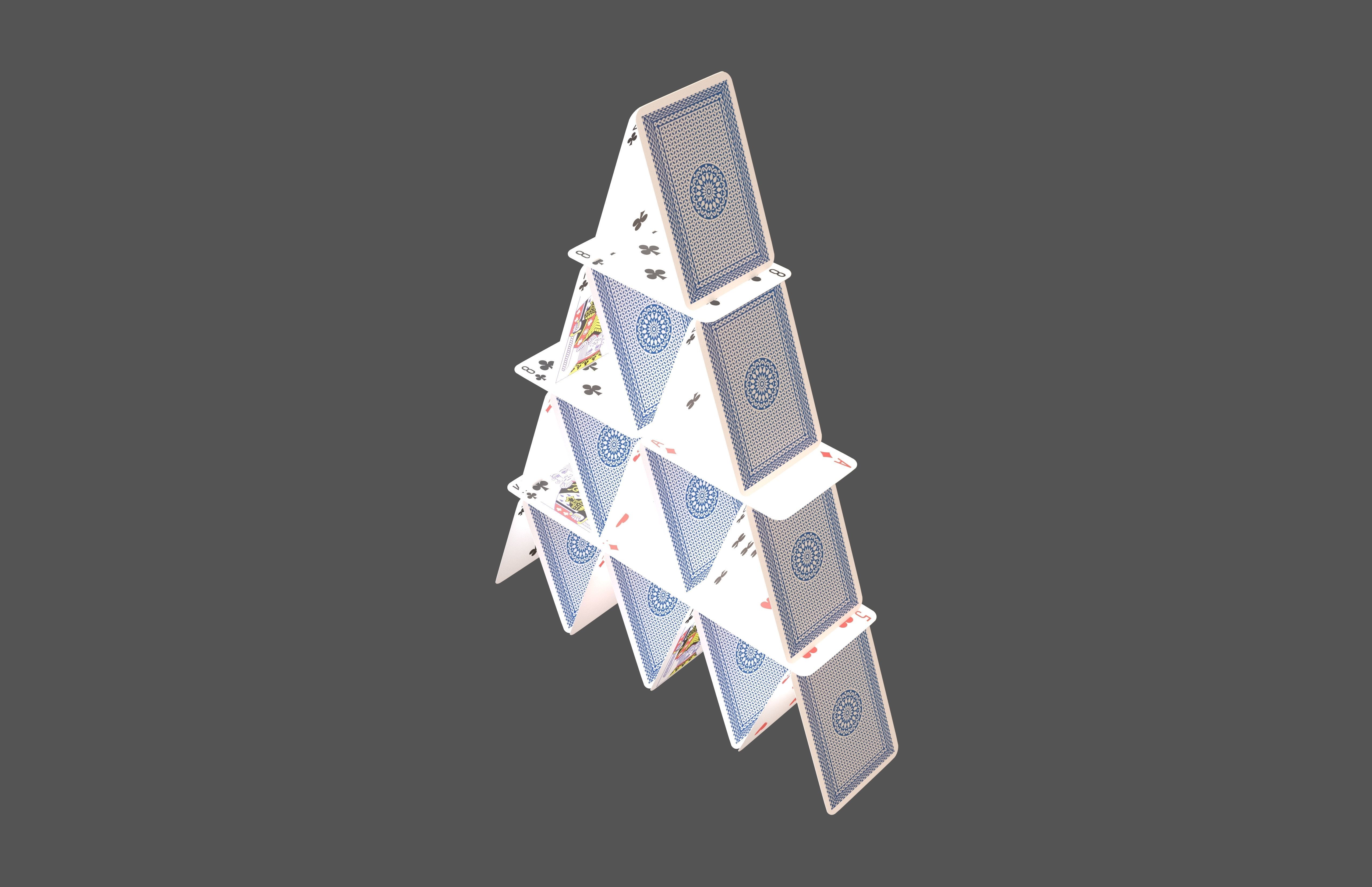 Poker Cards Tower v1 001 Low-poly 3D model_2