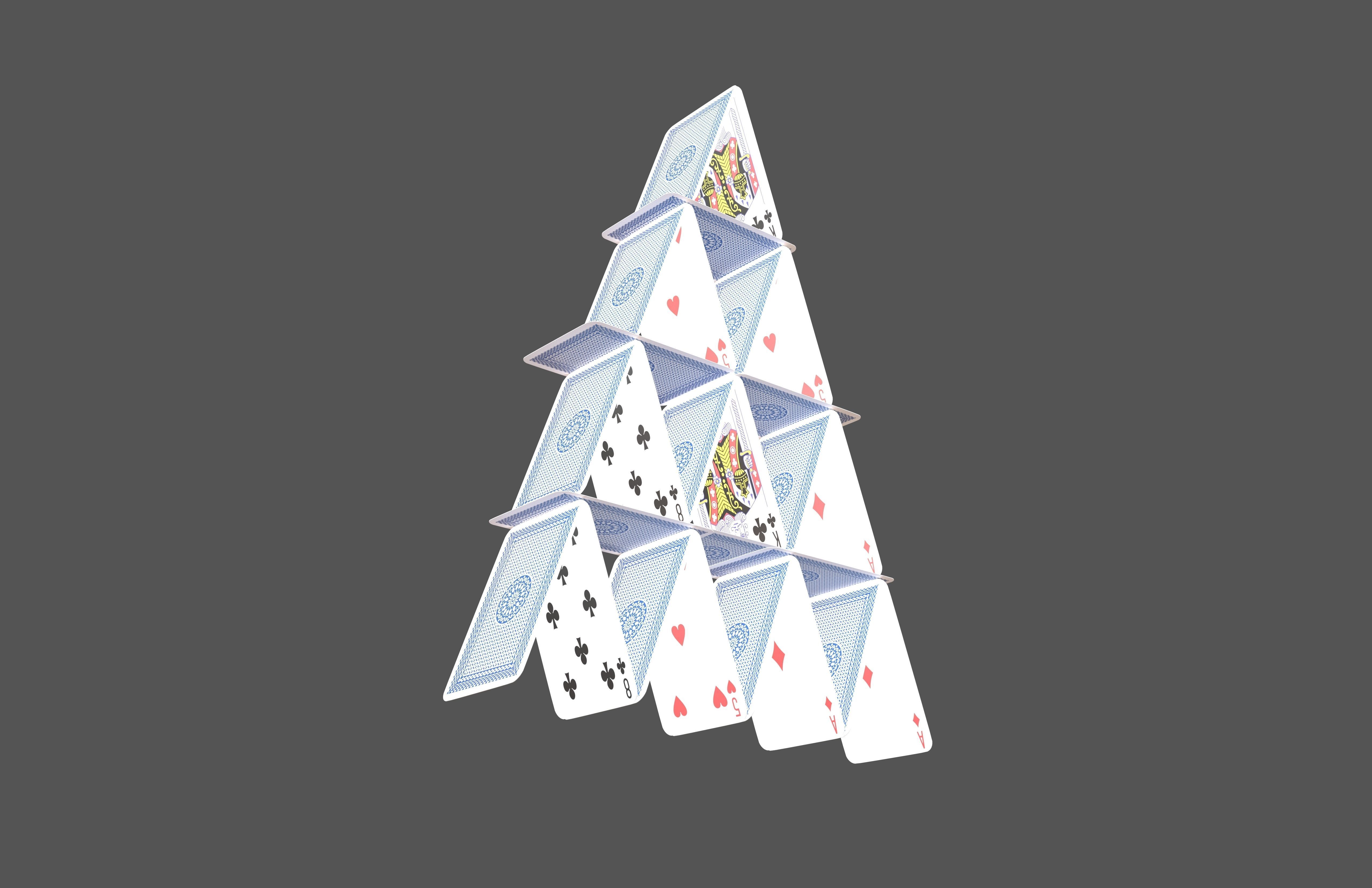 Poker Cards Tower v1 001 Low-poly 3D model_3