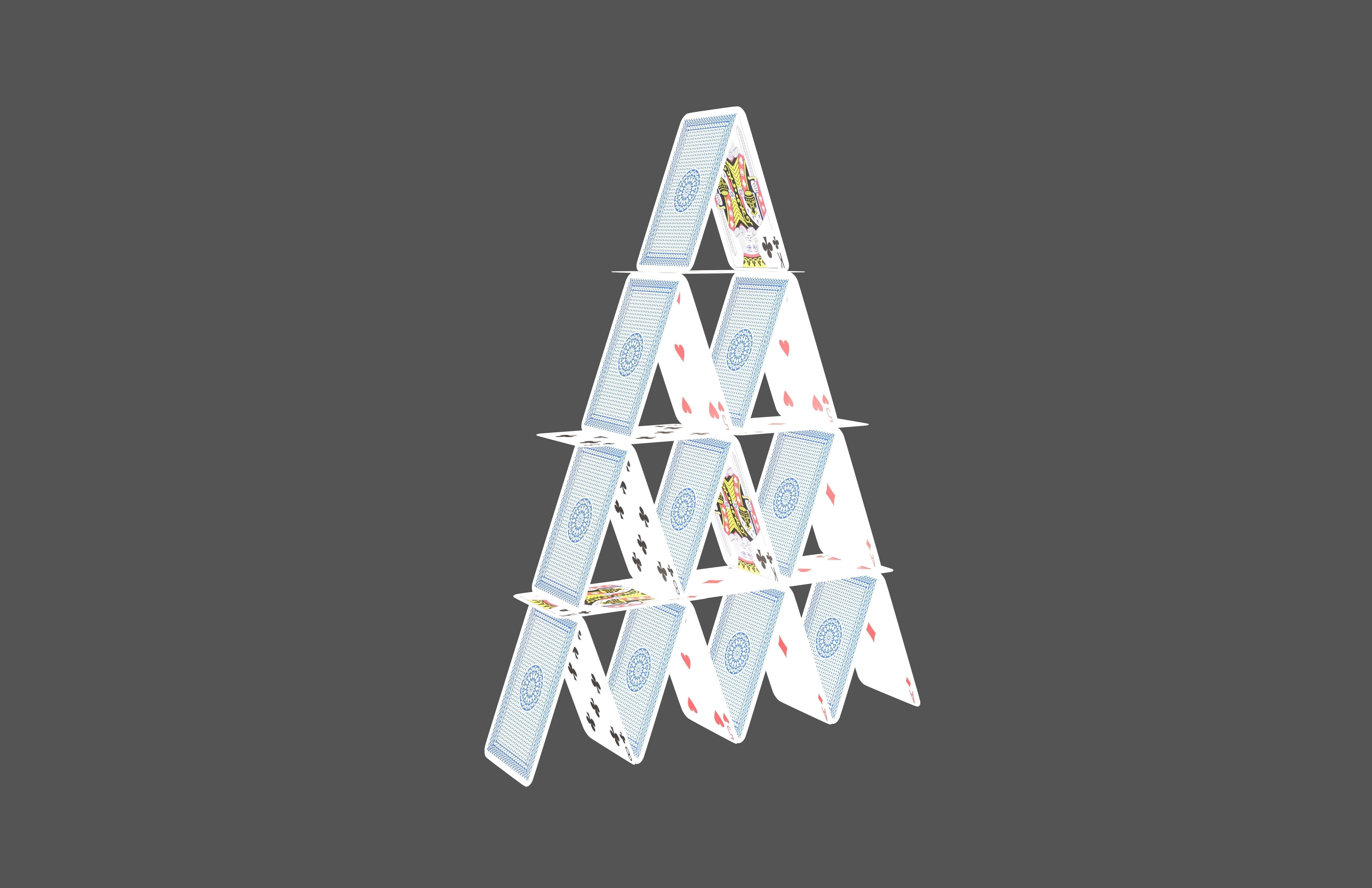 Poker Cards Tower v1 001 Low-poly 3D model_1
