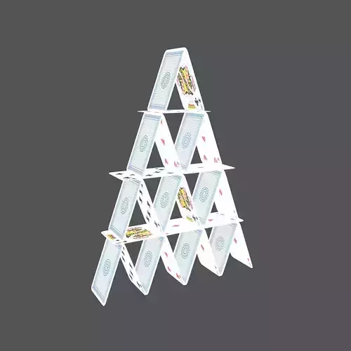 Poker Cards Tower v1 001 Low-poly 3D model