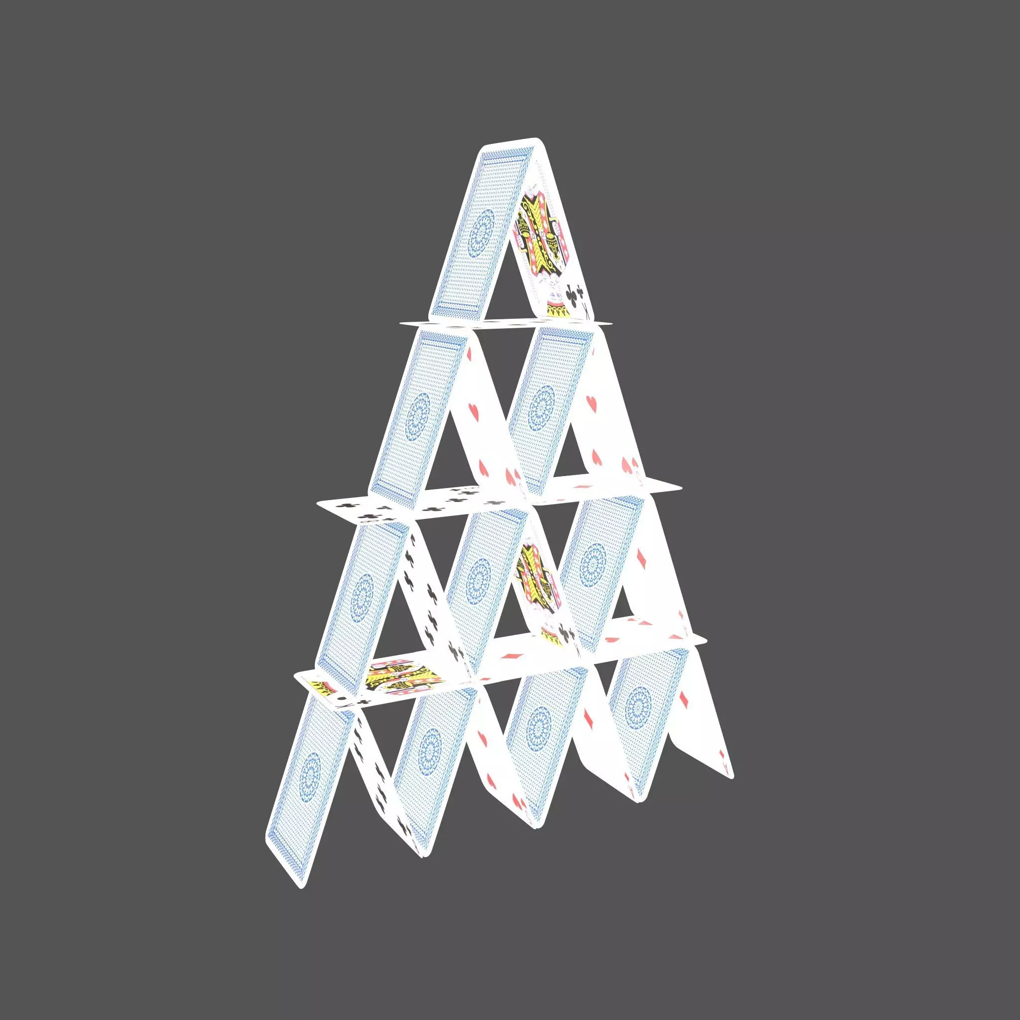 Poker Cards Tower v1 001 Low-poly 3D model_0