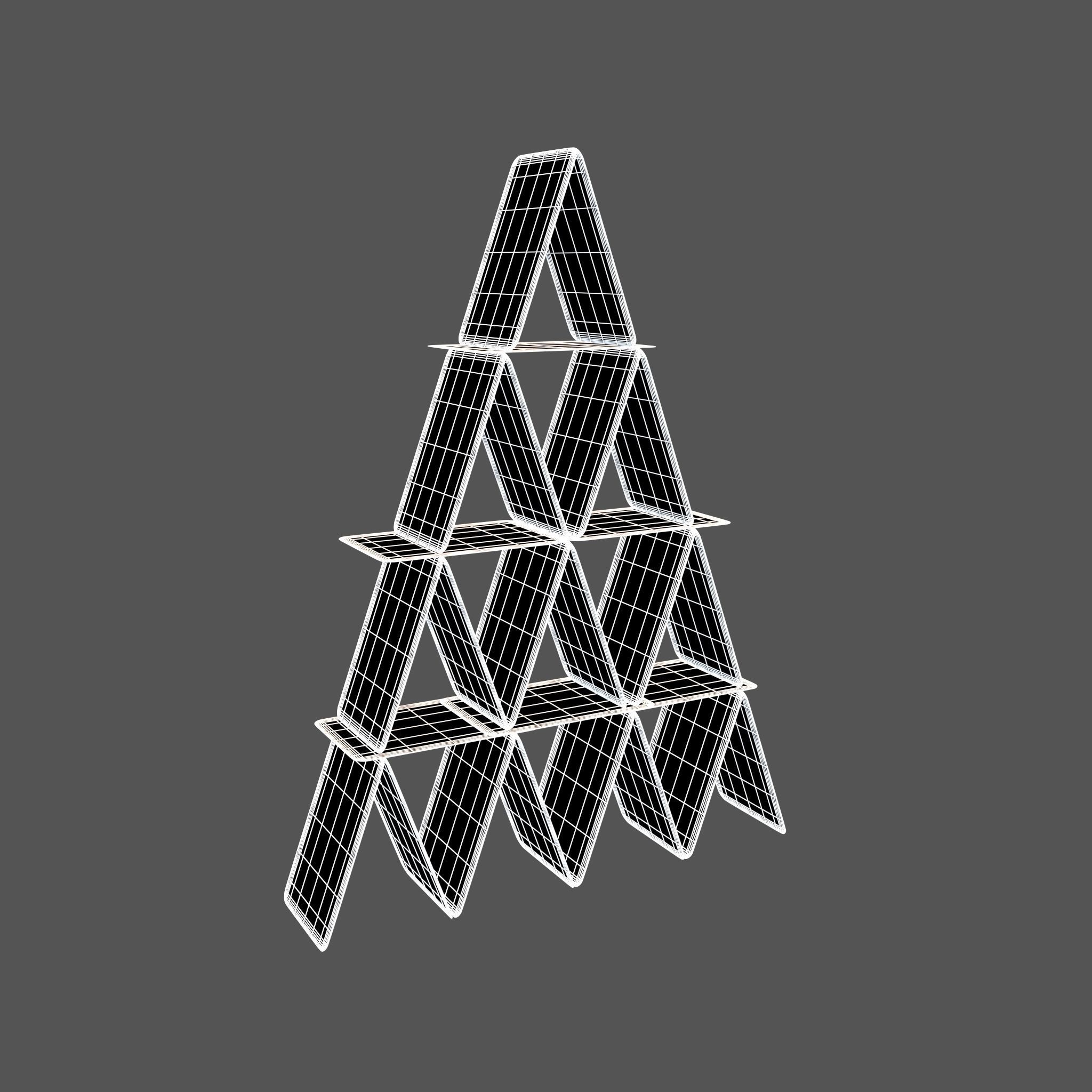 Poker Cards Tower v1 001 Low-poly 3D model_4