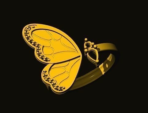 rings gold butterfly ring with diamonds 3D print model