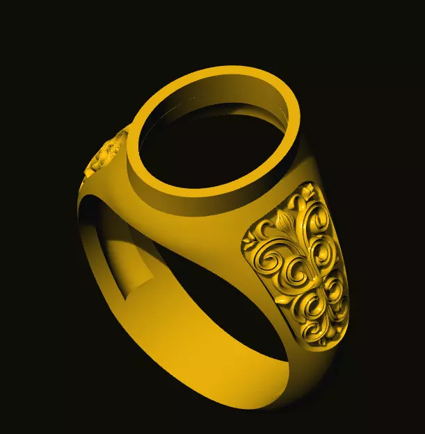 rings ornate gold ring 3D print model_0