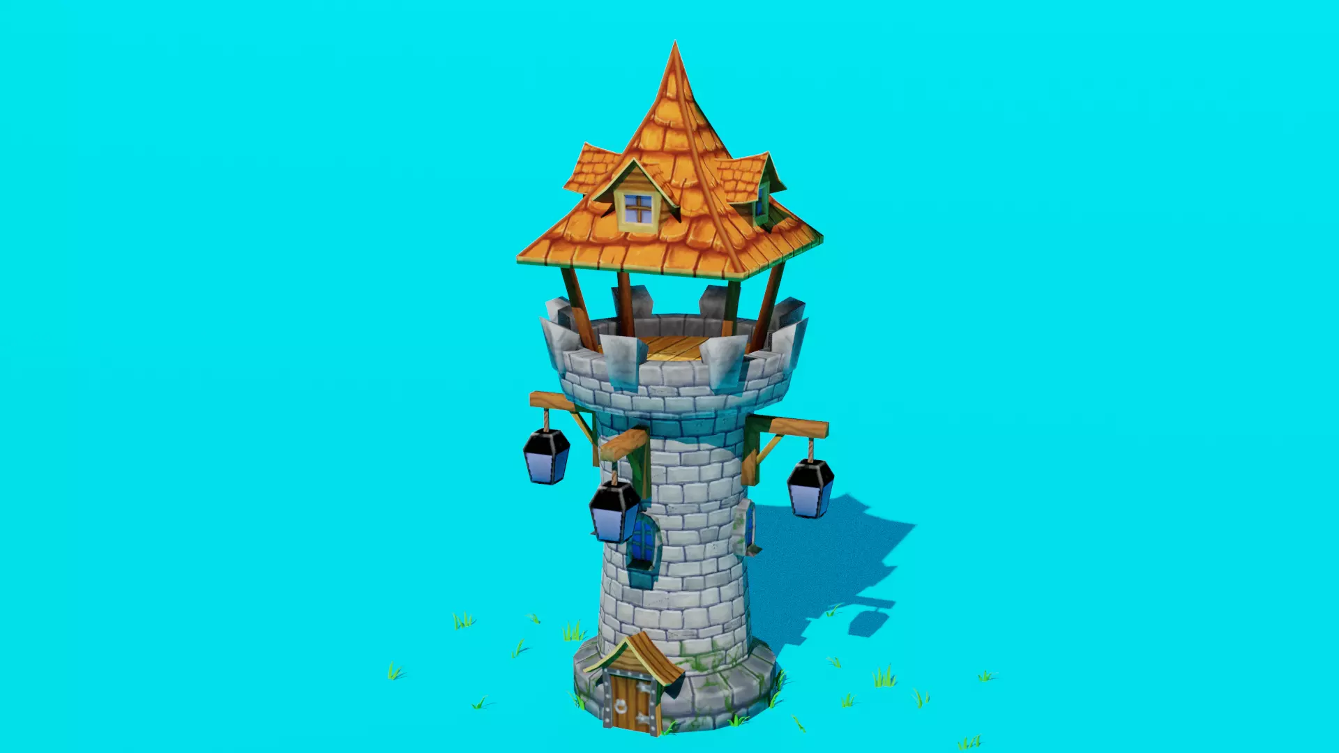 Stone Tower Low-poly 3d model Low-poly 3D model_0