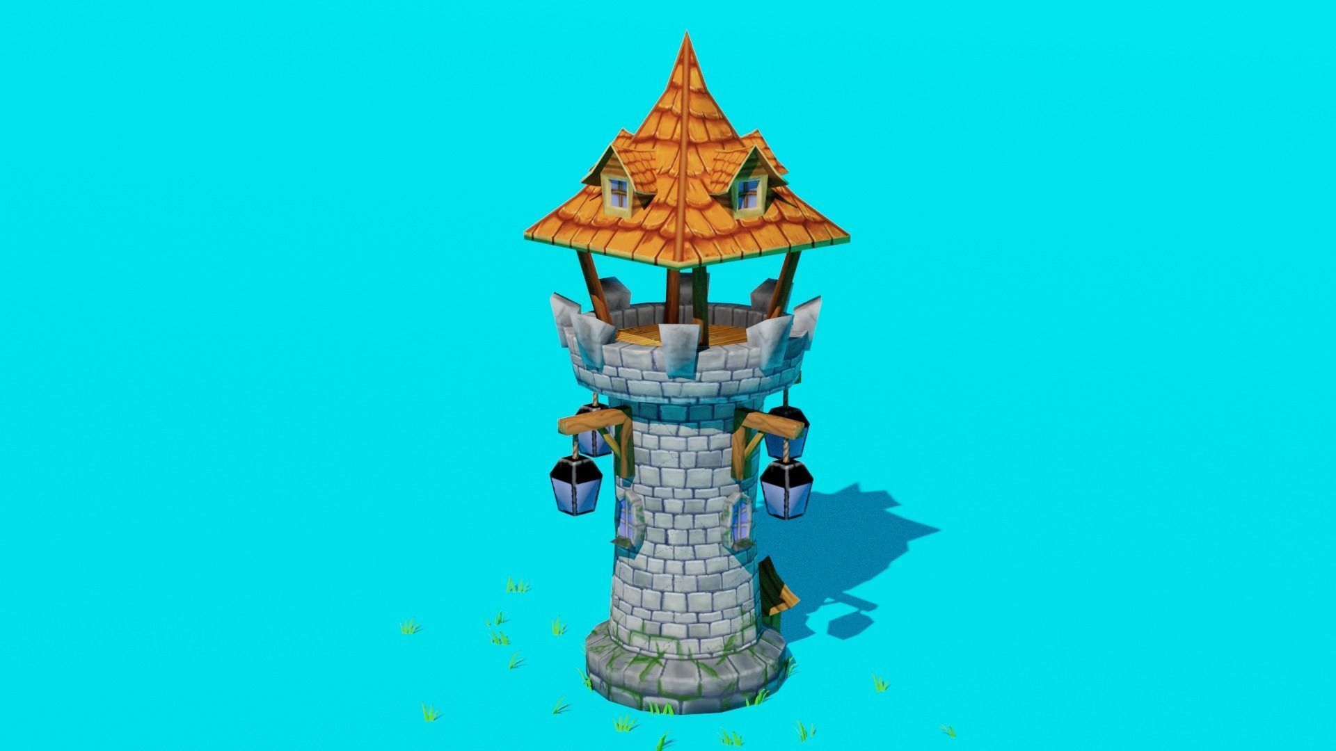 Stone Tower Low-poly 3d model Low-poly 3D model_2