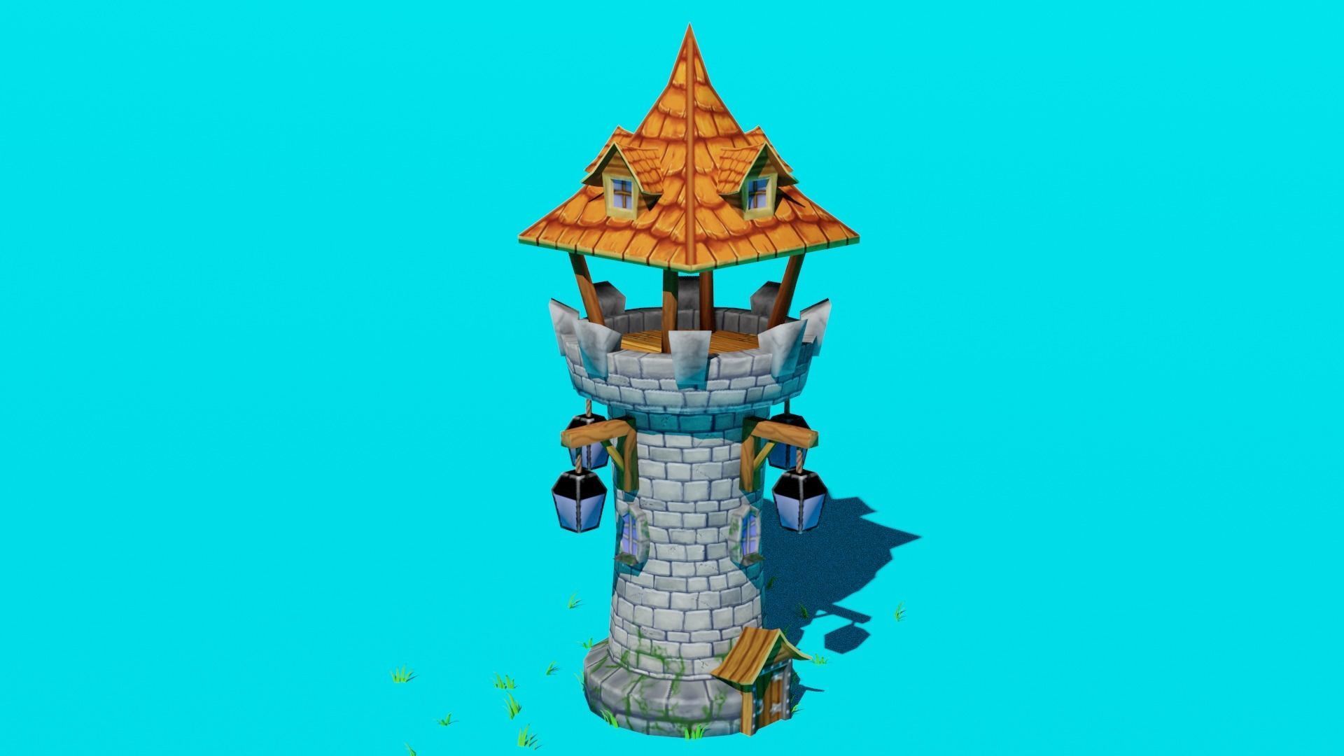 Stone Tower Low-poly 3d model Low-poly 3D model_3