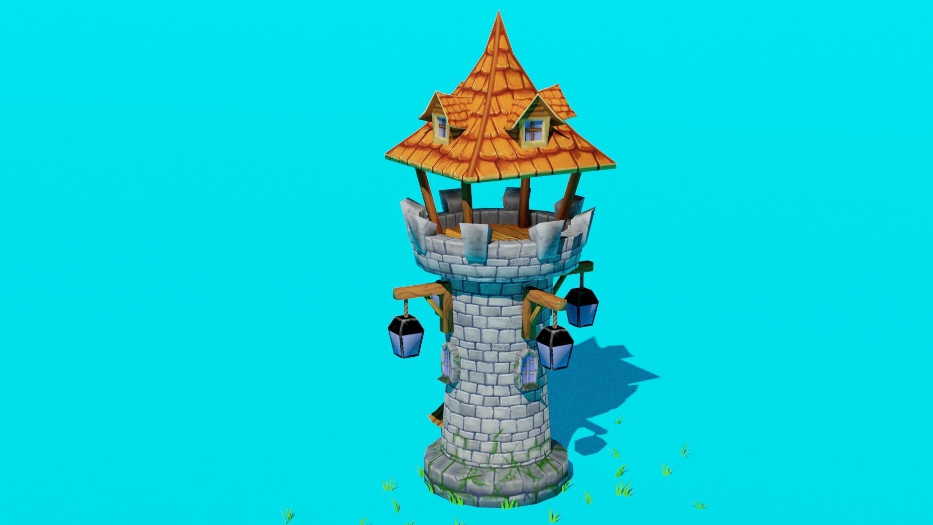 Stone Tower Low-poly 3d model Low-poly 3D model_1