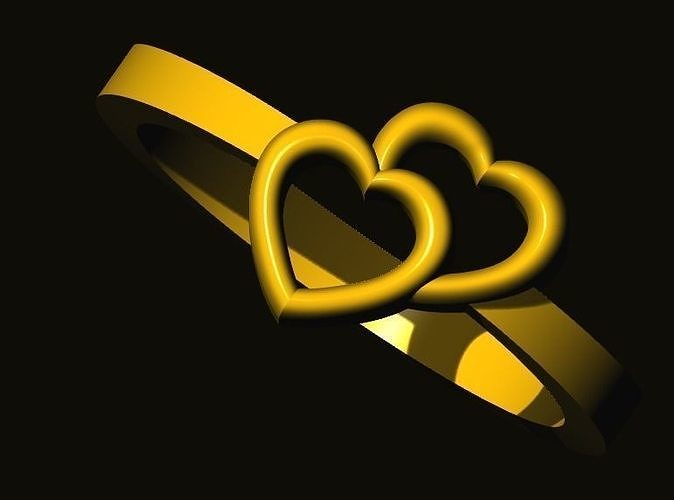 rings gold wedding ring in shape of heart 3D print model