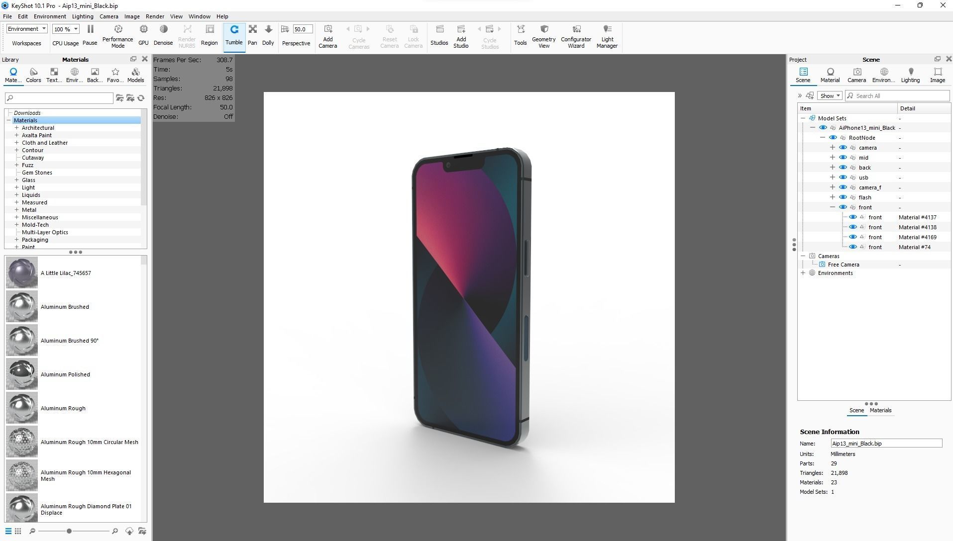 Apple iPhone 13 mini Midnight Low-poly 3D model_27