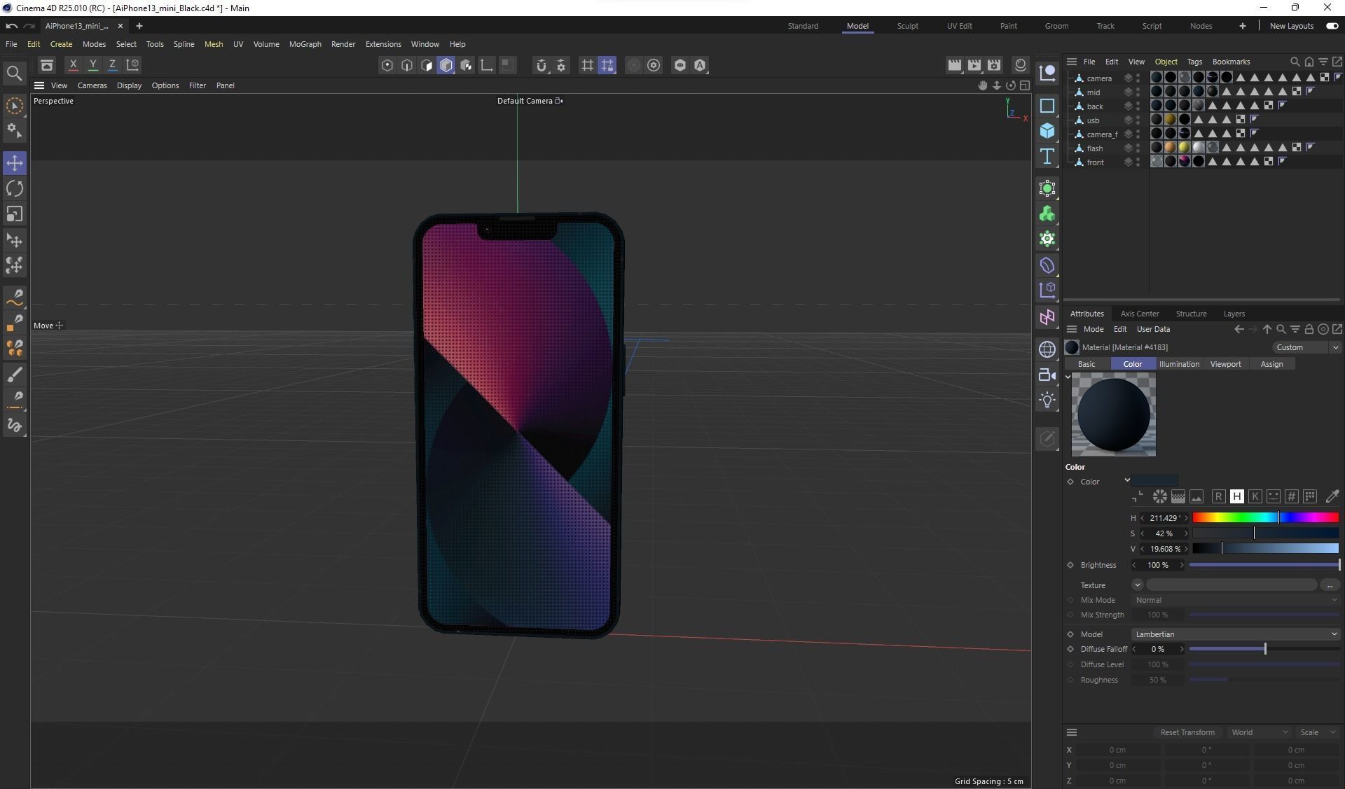 Apple iPhone 13 mini Midnight Low-poly 3D model_26