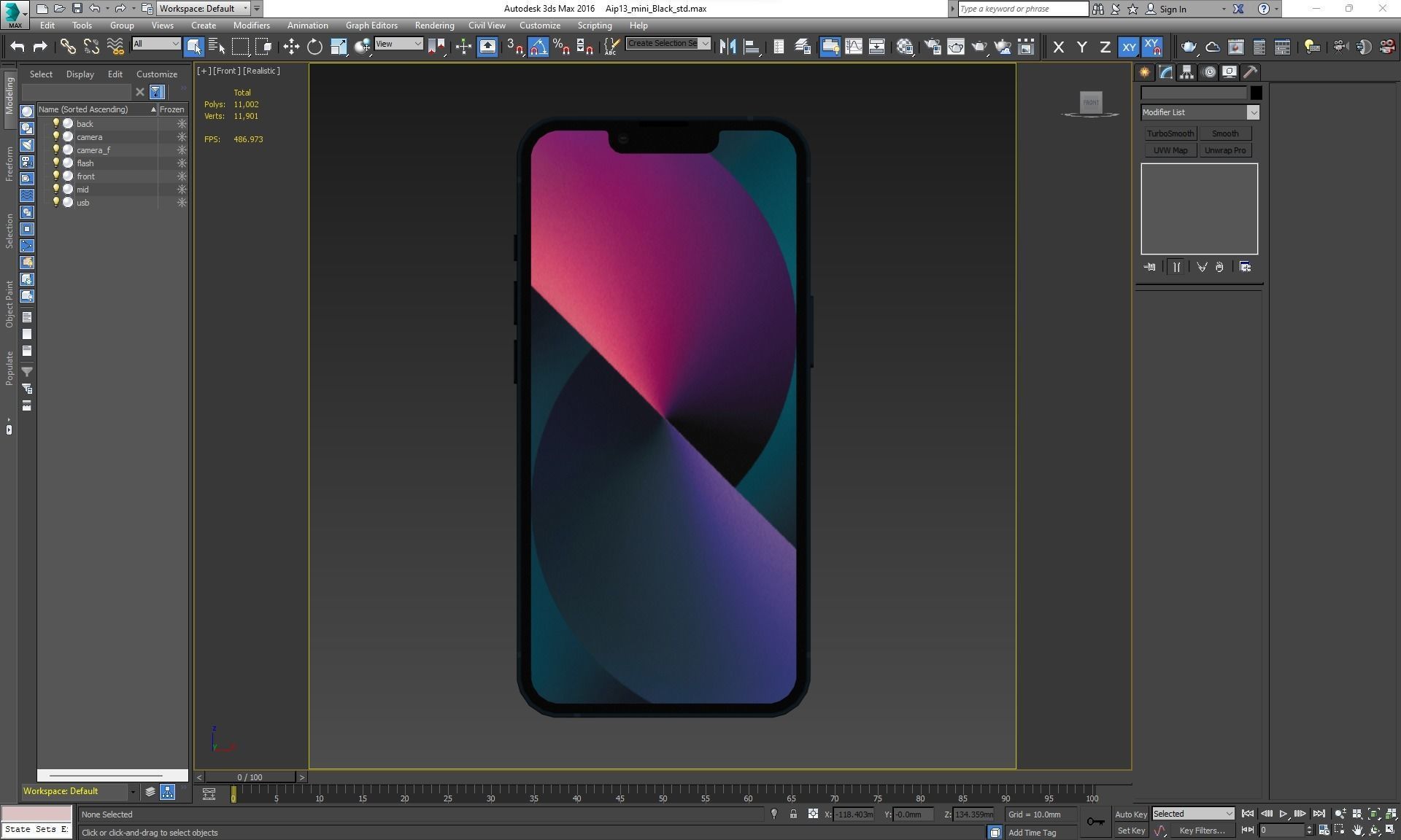 Apple iPhone 13 mini Midnight Low-poly 3D model_28