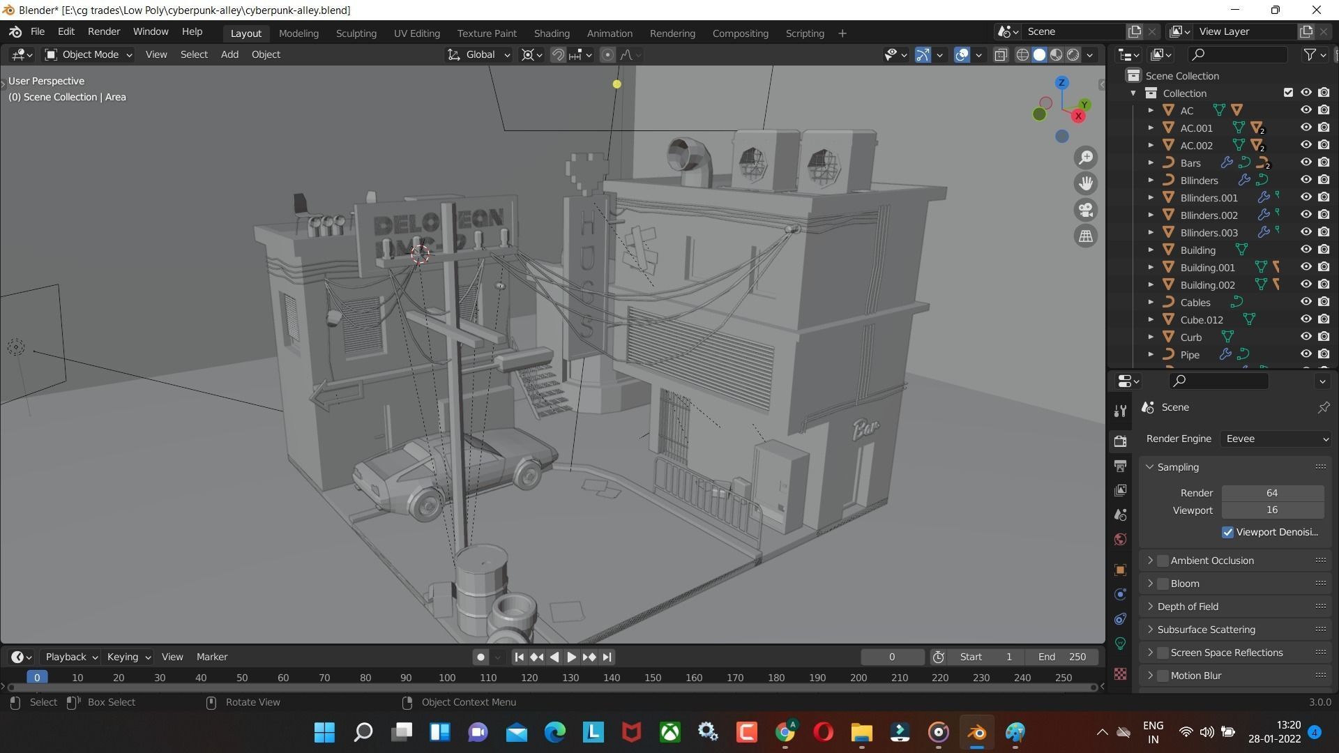 Cyberpunk Alley  Low-poly 3D model Render in blender Low-poly 3D model_5