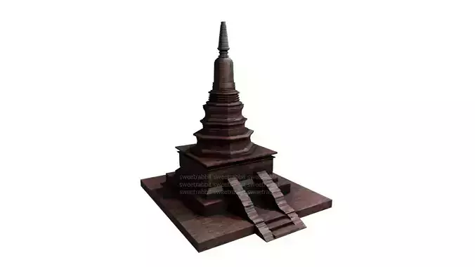 Pagoda in thailand Low-poly 3D model