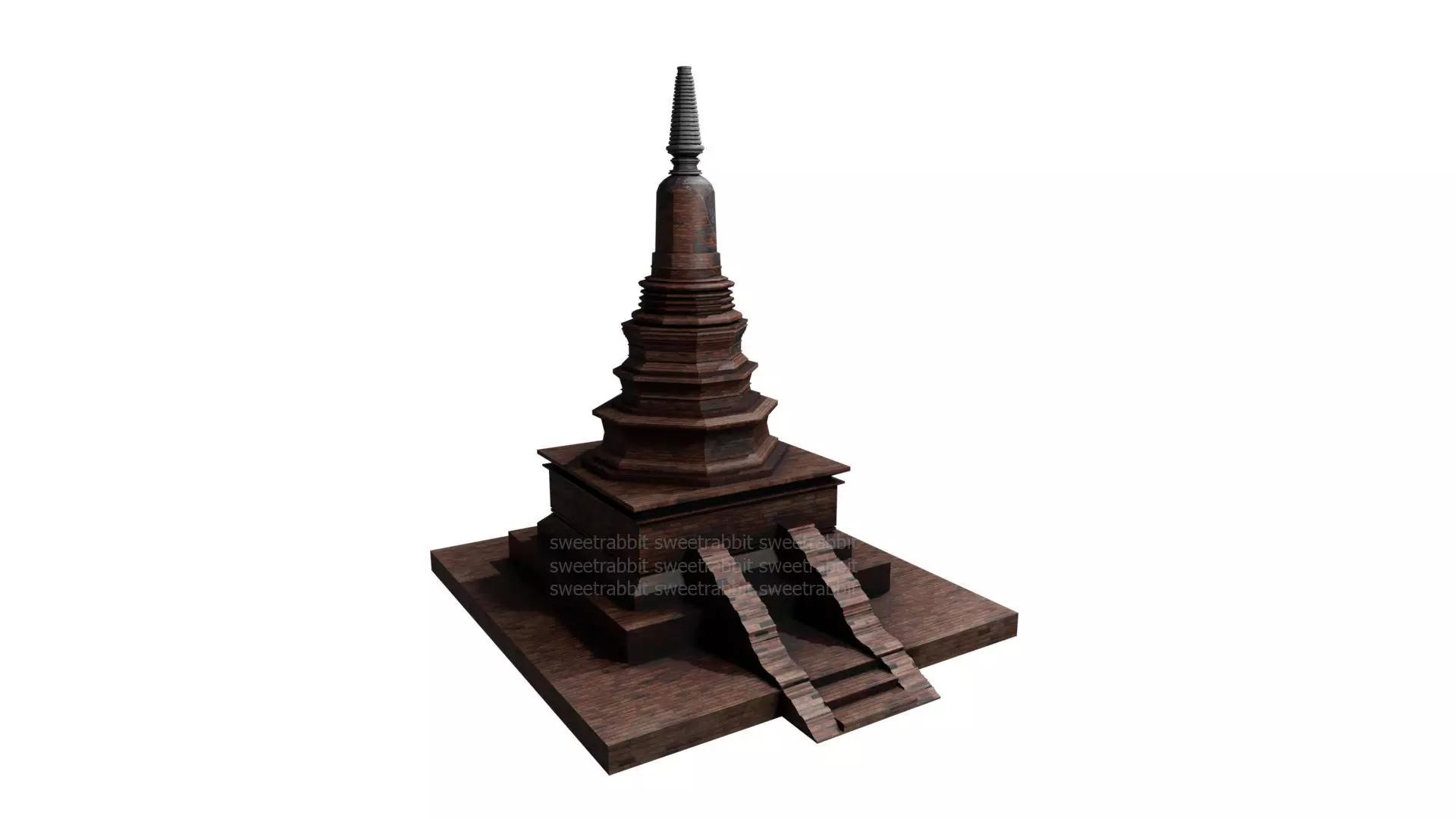 Pagoda in thailand Low-poly 3D model_0