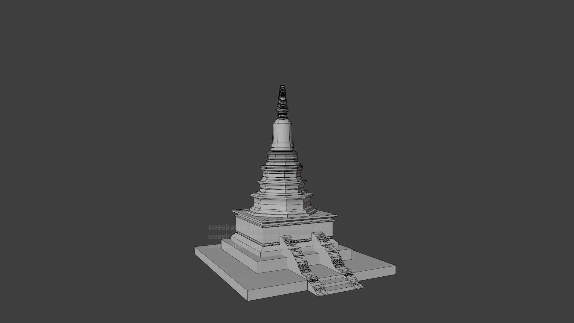 Pagoda in thailand Low-poly 3D model_5