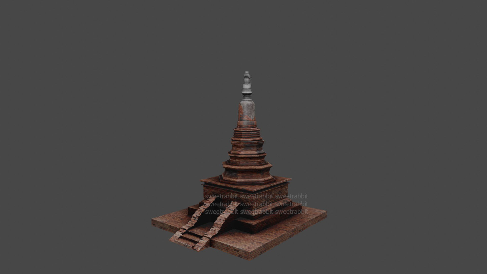 Pagoda in thailand Low-poly 3D model_4